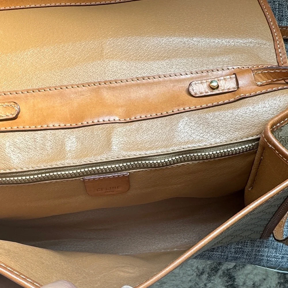 Celine Tan and Brown Patterned Crossbody Bag - Picture 12 of 16